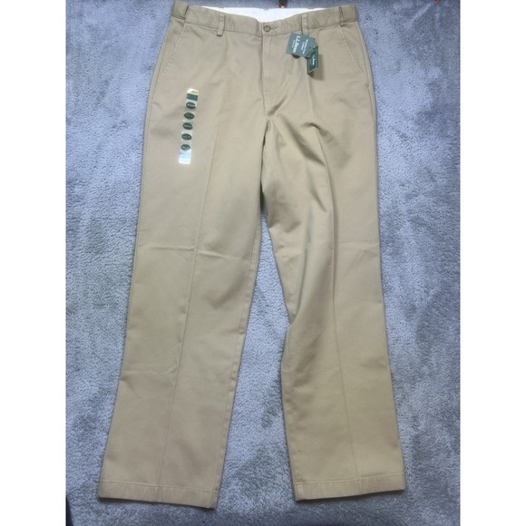 L.L. Bean Other - Vintage LL Bean Pants Mens 36x34 Khaki Chinos Flat Front Wrinkle Free Cotton NEW